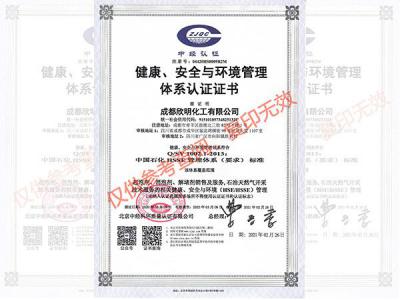 健康、安全與環(huán)境管理體系認(rèn)證證書(shū)